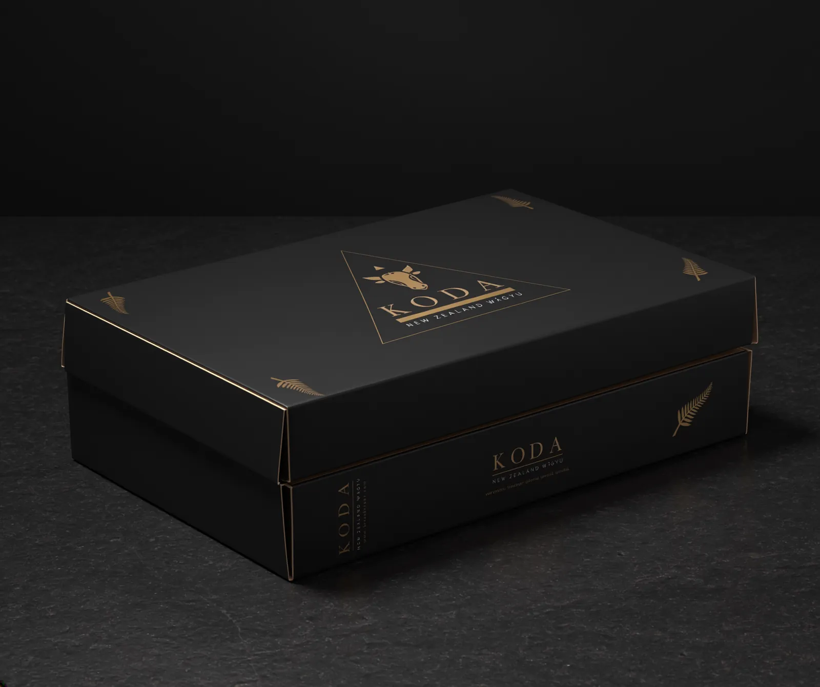 Black KODA carton with gold branding