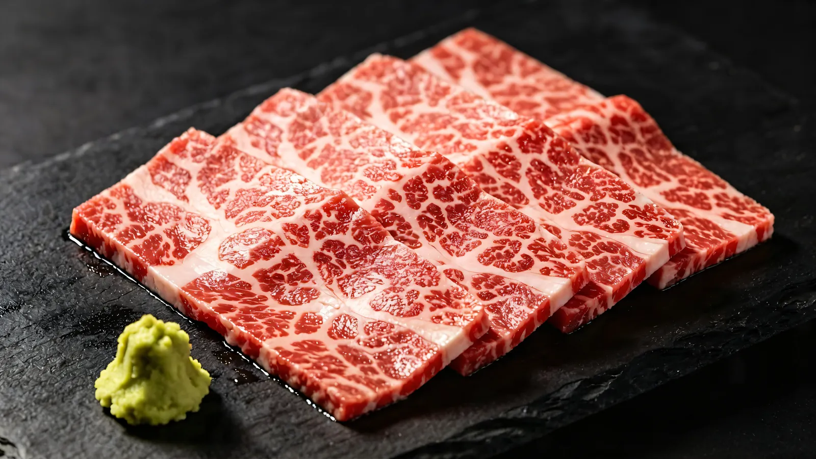 Wagyu slices with garnish