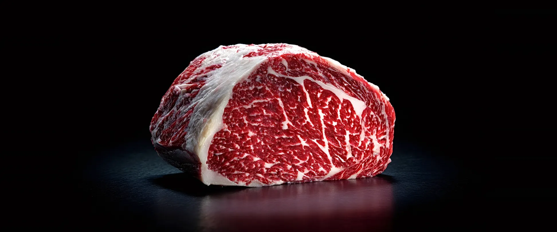 Wagyu beef joint on a dark surface